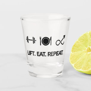 Vaso De Chupito Levante. Come. Repite. - Diseño Motivador de Aptit