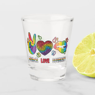 Vaso De Chupito LGBTQ - Paz, amor, igualdad - Colores arcoiris