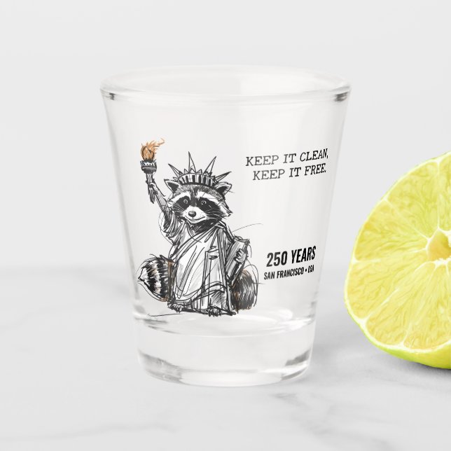 Vaso De Chupito Liberty Raccoon San Francisco 250 Years (Anverso)
