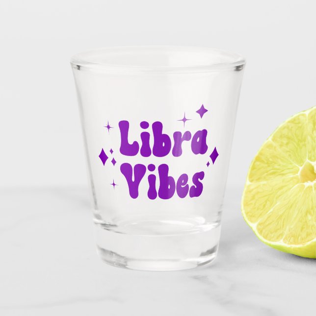 Vaso De Chupito Libra Vibes Zodiac Astrología Estrellas moradas (Anverso)