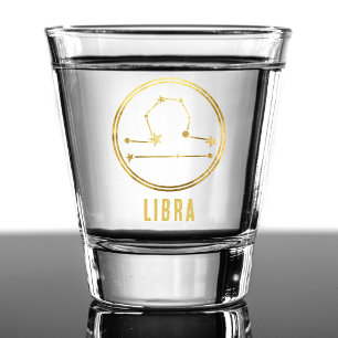 Vaso De Chupito Libra Zodiac Rótulo Astrología Horoscope Gold