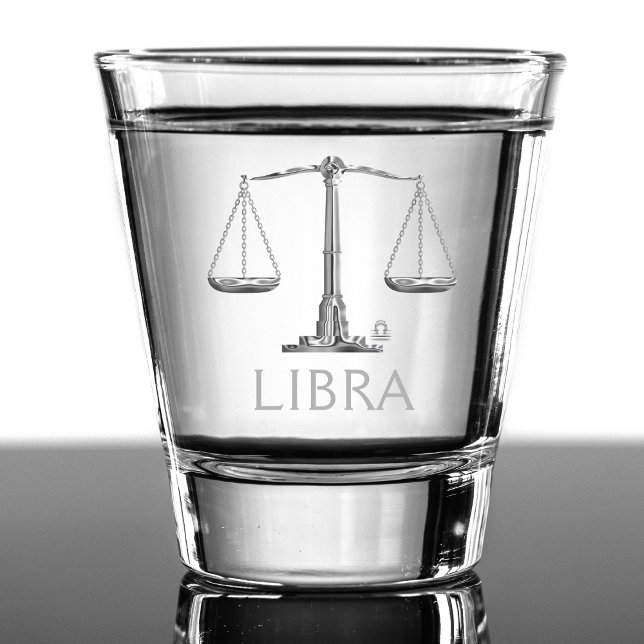 Vaso De Chupito Libra Zodiac Rótulo Silver Scale Cumpleaños (silver libra zodiac sign scale shot glass)