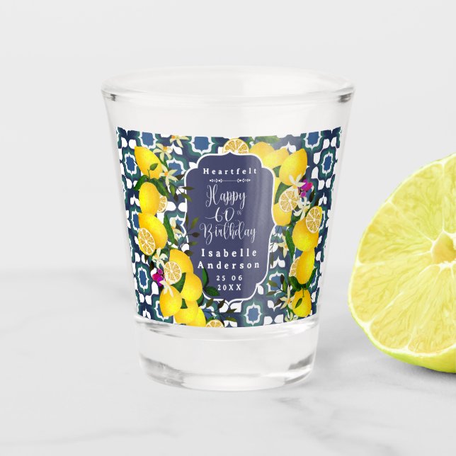Vaso De Chupito Limon Mediterráneo 60 cumpleaños Marina (Anverso)