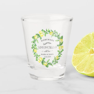 Vaso De Chupito Limoncello Greenery Personalizado Monograma Favor