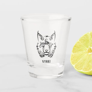 Vaso De Chupito Linces tribales negros y blancos