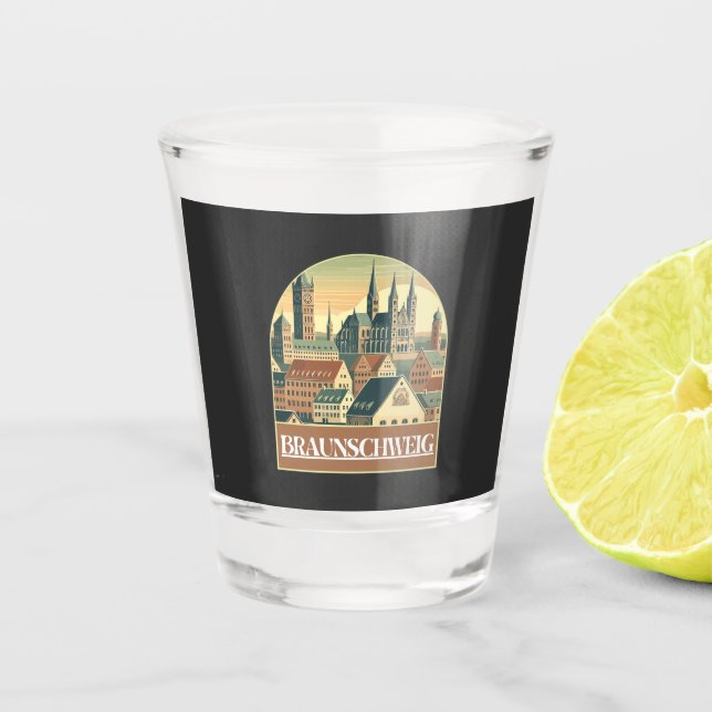 Vaso De Chupito Línea de Skyline Retro Braunschweig (Anverso)