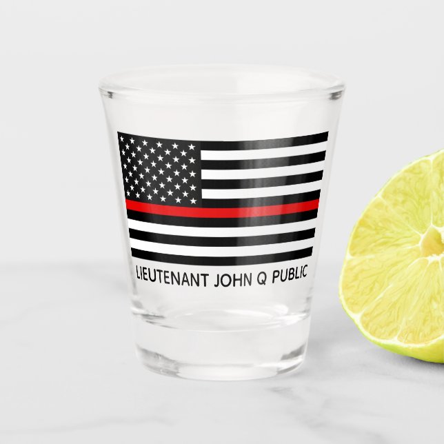 Vaso De Chupito Línea roja fina de encargo bandera americana (Anverso)