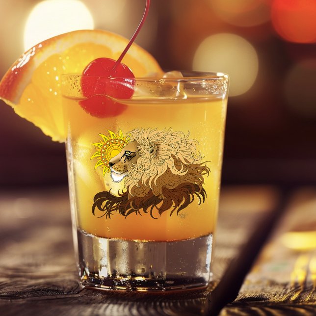 Vaso De Chupito Lion Black Yellow Mandala Sun (Subido por el creador)