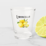 Vaso De Chupito Liqueur italiano de Limoncello<br><div class="desc">Este cristal de Limoncello es un buen complemento para tu bar con su disposición de limones acuarelas y su texto vintage sombreado. ¡Saludos!</div>