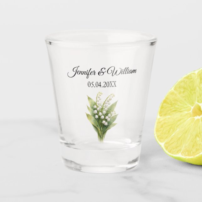 Vaso De Chupito Lirio De Valle Blanco Floral Boda (Anverso)