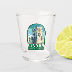 Vaso De Chupito Lisboa Portugal Belem Tower Travel Retro Emblem