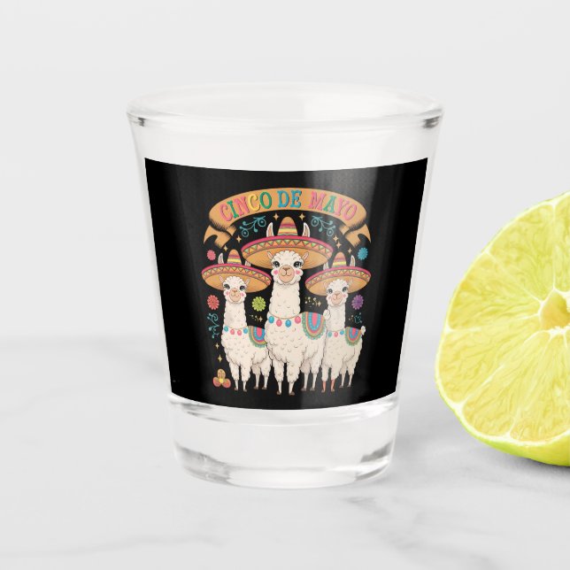 Vaso De Chupito Llama Divertida Fiesta De Cinco De Mayo (Anverso)