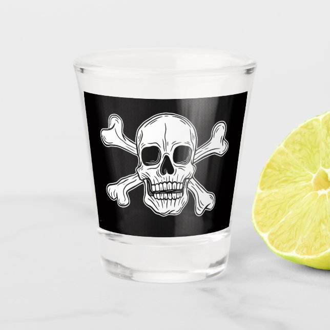 Vaso De Chupito llamativa bandera pirata ondeando (Anverso)