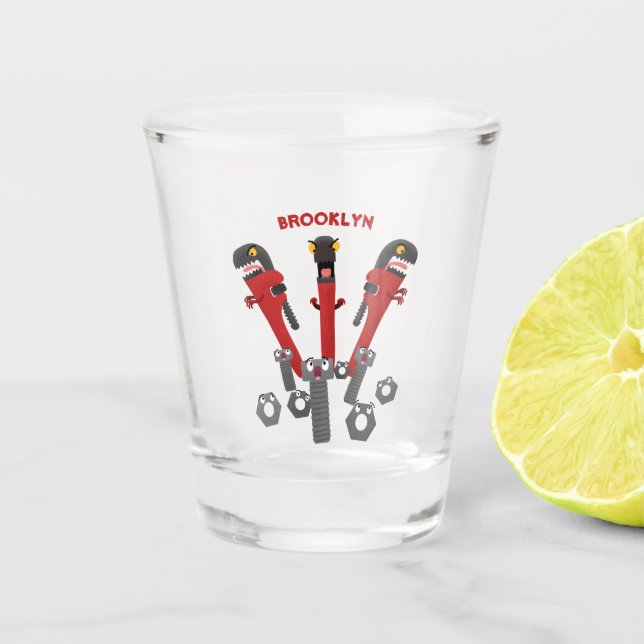 Vaso De Chupito Llave inglesa divertida monstruo herramientas humo (Anverso)