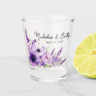Vaso De Chupito Lluvia de agua de color lila floral boda regadera 
