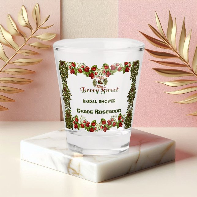 Vaso De Chupito Lluvia de Otoño Dulce Bridal Shower (Fall Autumn Berry Sweet Bridal Shower Shot Glass)