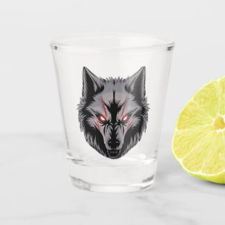 Vaso De Chupito Lobo con ojos rojos brillantes