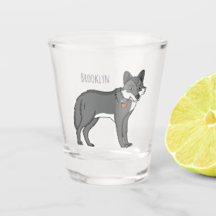 Vaso De Chupito Lobo gris con ilustracion de personalizado de tube