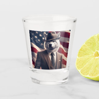 Vaso De Chupito Lobo Patriótico