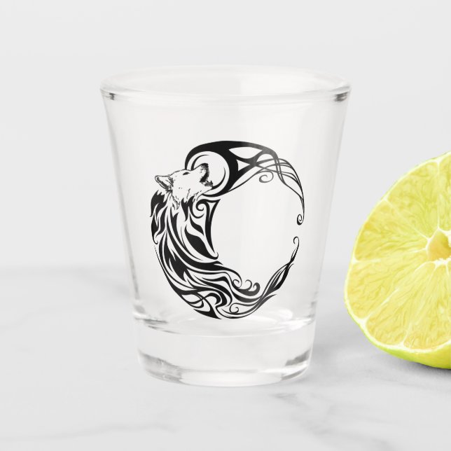 Vaso De Chupito Lobo tribal (Anverso)