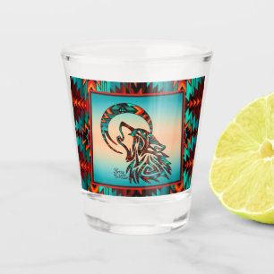 Vaso De Chupito Lobo Tribal En El Vidrio De La Luna