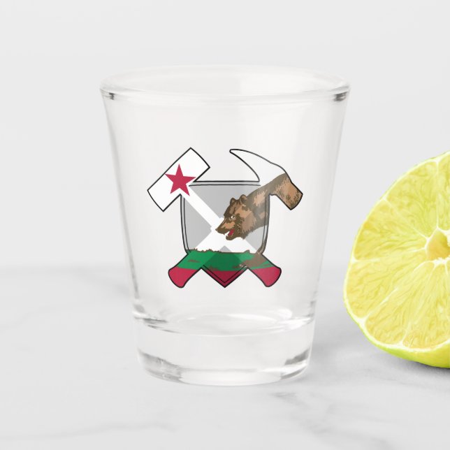 Vaso De Chupito Logo de Rock Hammer de California (Anverso)
