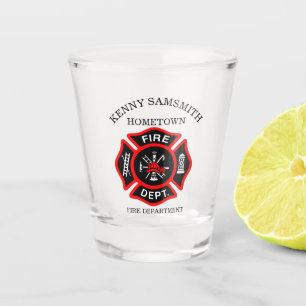 Vaso De Chupito Logo del Departamento de Incendios Negro y Rojo