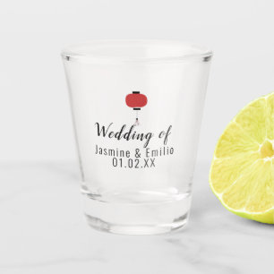 Vaso De Chupito Logotipo de linterna asiática para bodas con nombr