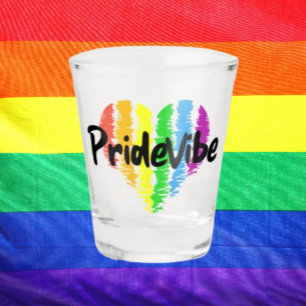 Vaso De Chupito Logotipo de PrideVibe Corazón Arcoíris