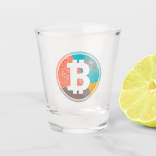 Vaso De Chupito Logotipo de semitono de arte pop de Bitcoin Pastel