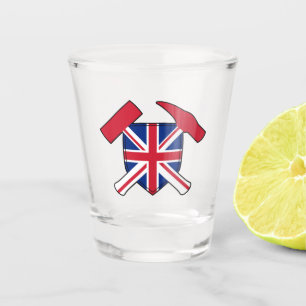 Vaso De Chupito Logotipo del martillo de rock y de Union Jack del