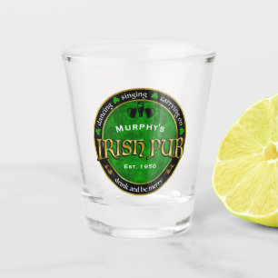 Vaso De Chupito Logotipo irlandés personalizado, redondo del Pub