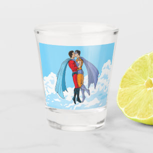 Vaso De Chupito Los dos superhéroes de Slipperyjoe besándose f