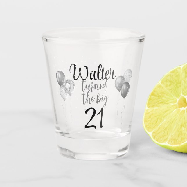 Vaso De Chupito Los grandes 21 globos Purpurinoso y las espárragos (Anverso)