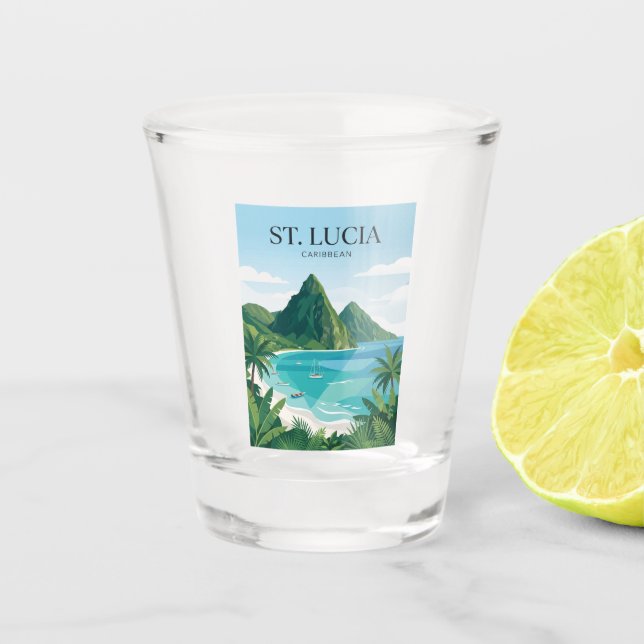 Vaso De Chupito Los Pitons Santa Lucía (Anverso)