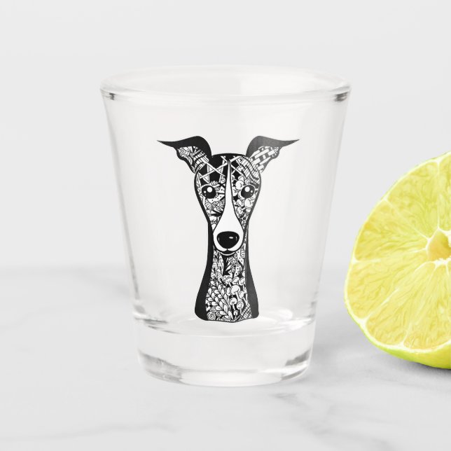 Vaso De Chupito Lover de Whippet| Arte gráfico italiano Greyhound  (Anverso)