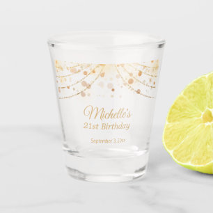 Vaso De Chupito Luces de Cuerda de Oro Personalizadas Cumpleaños 2