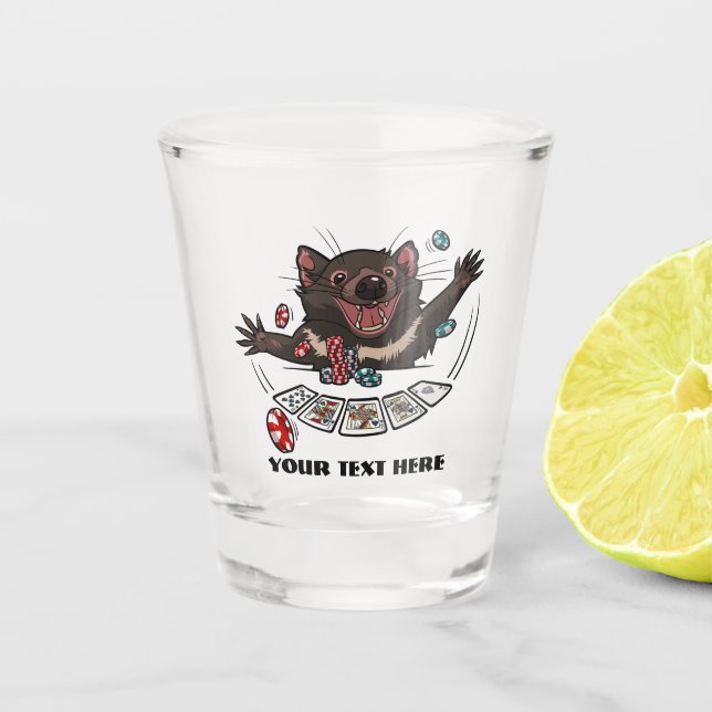 Vaso De Chupito Lucky Tasmanian Devil Royal Flush Poker Personaliz (Anverso)