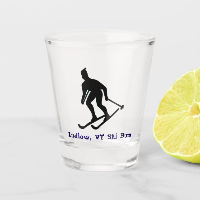 Vaso De Chupito Ludlow, VT Ski Bum (esquí Vermont de montaña verde (Anverso)