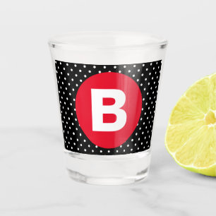 Vaso De Chupito Lunares Clásicos de Blanco y Negro con Monograma R