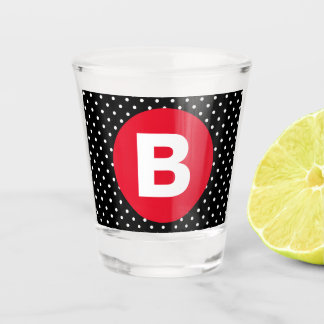 Vaso De Chupito Lunares Clásicos de Blanco y Negro con Monograma R
