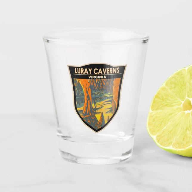 Vaso De Chupito Luray Caverns Virginia Travel Art Badge (Anverso)