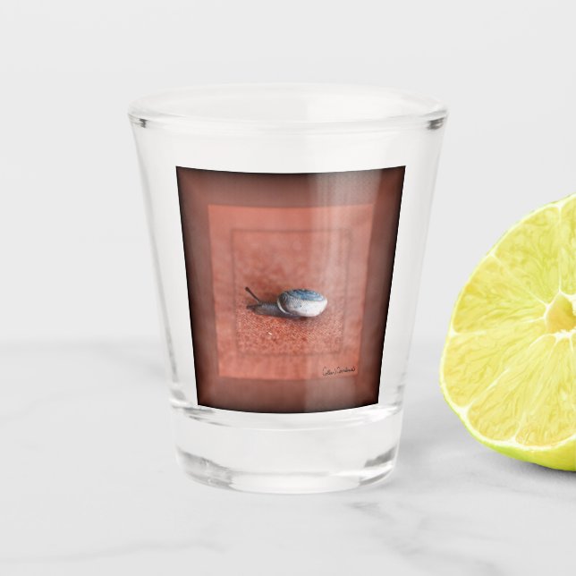 Vaso De Chupito Macrofotografía del caracol en Terracota (Anverso)