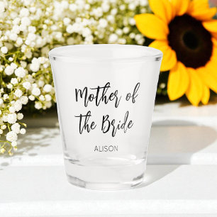 Vaso De Chupito Madre de la novia Boda blanco negro vidrio disparo
