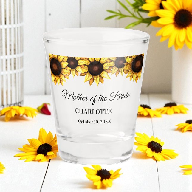 Vaso De Chupito Madre de la novia Boda de girasol amarillo (Subido por el creador)