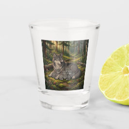 Vaso De Chupito Madre Loba Y Cachorros
