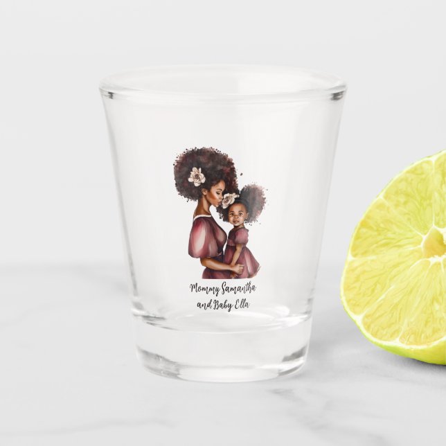 Vaso De Chupito Madre negra y hija personalizadas (2) (Anverso)