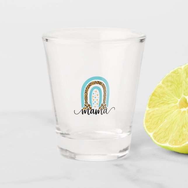 Vaso De Chupito Madre regalan leopardo arcoiris mamá (Anverso)