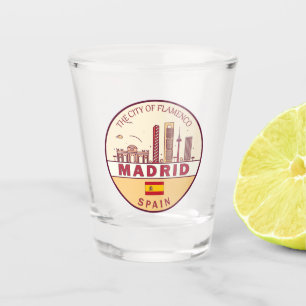 Vaso De Chupito Madrid España City Skyline Emblem