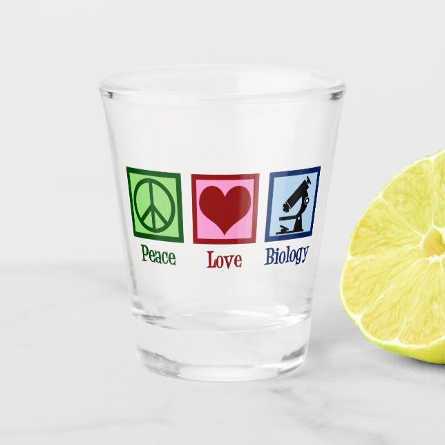 Vaso De Chupito Maestra de Biología de Paz Amor (Anverso)